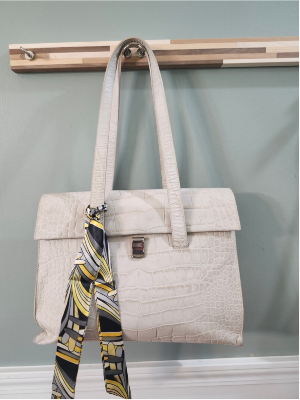 Women's Furla Tote Bag One Size Beige Croc-Embossed